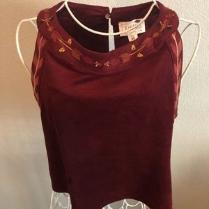 Tribal faux suede crop top